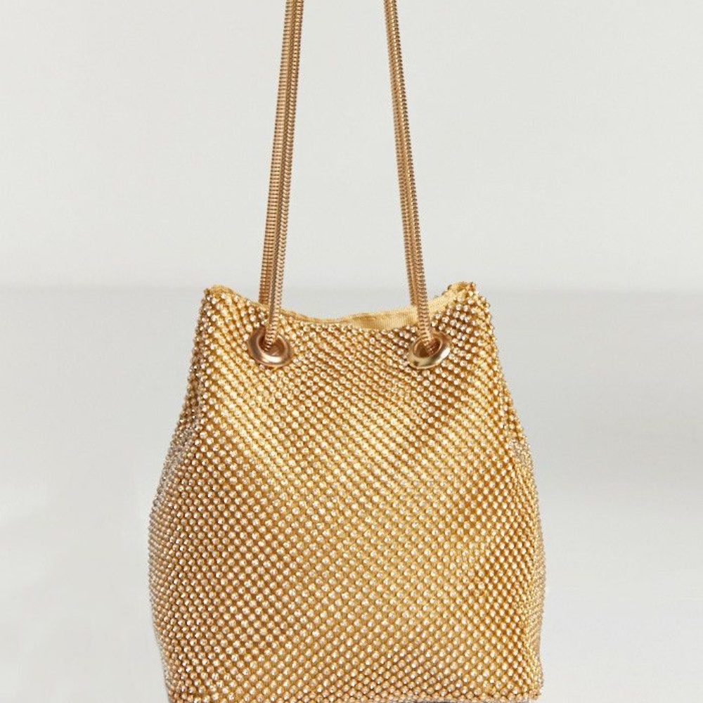 Gold Rhinestone Bucket Bag - Picture 5 of 8